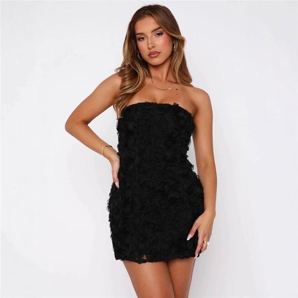 Seksowne Dzianinowe Mini Sukienki Bez RęKawóW Moda Damska O-Neck Wiosna Lato 2025 Nowa Sukienka Y2K Bodycon Streetwear OłóWkowa Slim Vestidos M Czarny-image