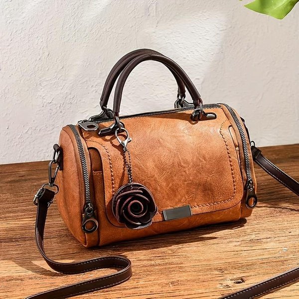 Torebka Typu Boston Vintage Crossbody, Torebka Na Ramię W Stylu Retro, Klasyczna Torebka Damska I Portmonetka Brown-image