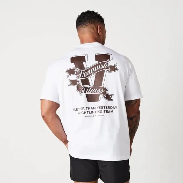Camisetas De Hombre Gimnasio Deportes Fitness Running Entrenamiento Manga Corta AlgodóN Camiseta Oversize L Blanco-image