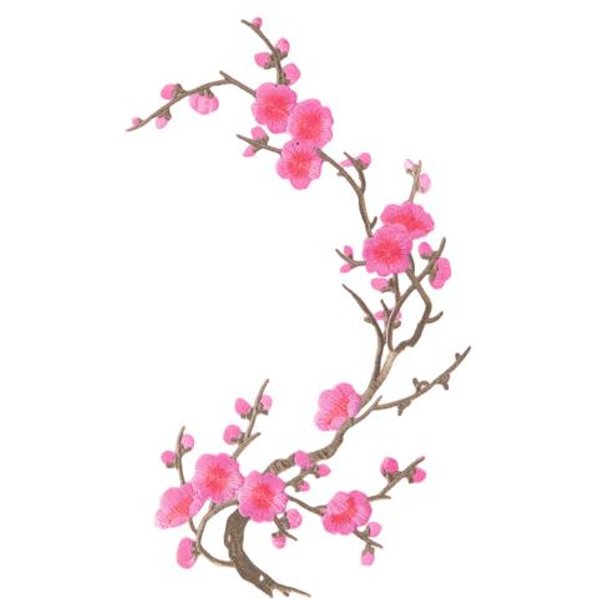 Naszywka żElazna Kwiat WiśNi Naszywka Aplikacja Kwiat ŚLiwy Haftowana Naszywka Kwiatowa Na DżInsy Odzież Kurtki Plecaki Ubrania RęKodziełO DIY Flower Pink-image