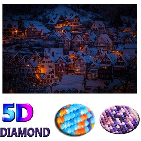 Taladro Completo 5D DIY Pintura De Diamantes Paisaje De Pueblo Punto De Cruz Bordado De Diamantes 20X30CM-image