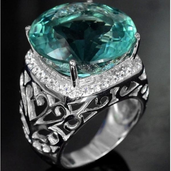 Nuevo Anillo De Topacio Verde Hecho A Mano Con Anillo De CircóN Retro Con Flores No. 9-image