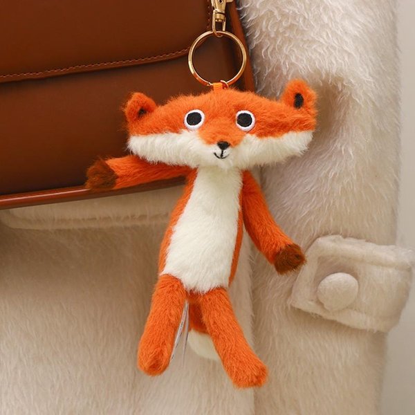 OkołO 17 Cm Kawaii Lis Pluszowy Wisiorek Zabawka Wypchane MięKkie ZwierząTko Zabawka Uroczy Lis Wisiorek Brelok Do Kluczy Wisiorek Do Torebki Zabawka Brown-image