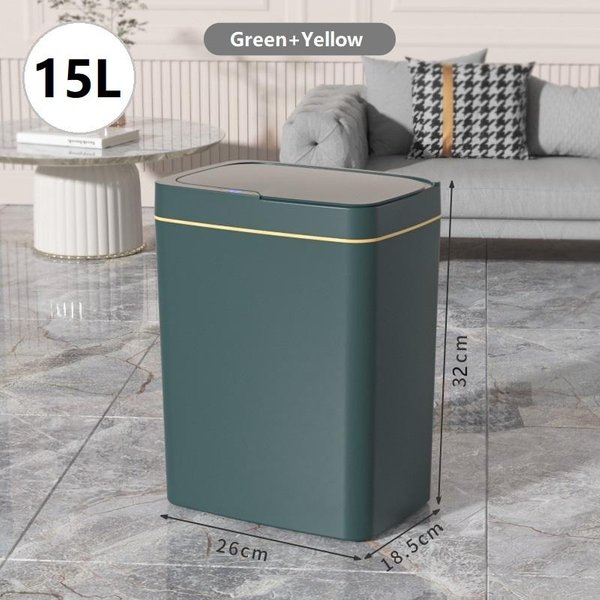 Papelera Inteligente Para BañO De 15 L, Con Embolsado AutomáTico, ElectróNica, Blanca, Sin Contacto, Estrecha, Con Sensor Inteligente, Para Casa Inteligente. China&Battery-image