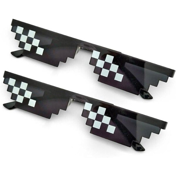 2 Piezas Gafas De Sol Mosaico Cool Fiesta Vintage Gafas Para Hombres Gafas Pixeladas Divertidas Para Mujeres 2PCS Negro-image