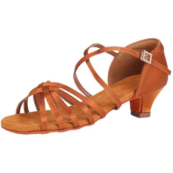Buty Do TańCa LatynoamerykańSkiego Damskie Buty LatynoamerykańSkie Na Niskim Obcasie SandałY Na śRednim Obcasie MięKkie Buty Do TańCa Size 34 Brown-image