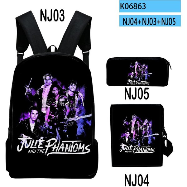CláSico Julie Y Los Fantasmas ImpresióN 3D 3Uds/Set Pupila Mochilas Escolares Mochila Para PortáTil Mochila Bolso De Hombro Inclinado Estuche-image