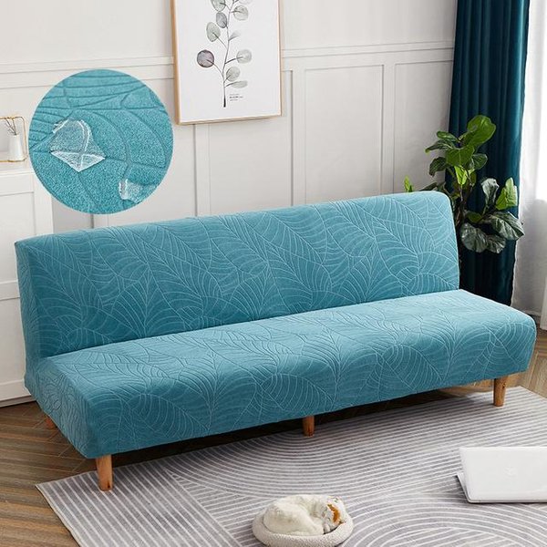 Funda De Sofá Cama Impermeable Jacquard Color SóLido Funda De Sofá Plegable Fundas De Sofá EláSticas Sin Reposabrazos Para Sala De Estar Length 190-210Cm-image