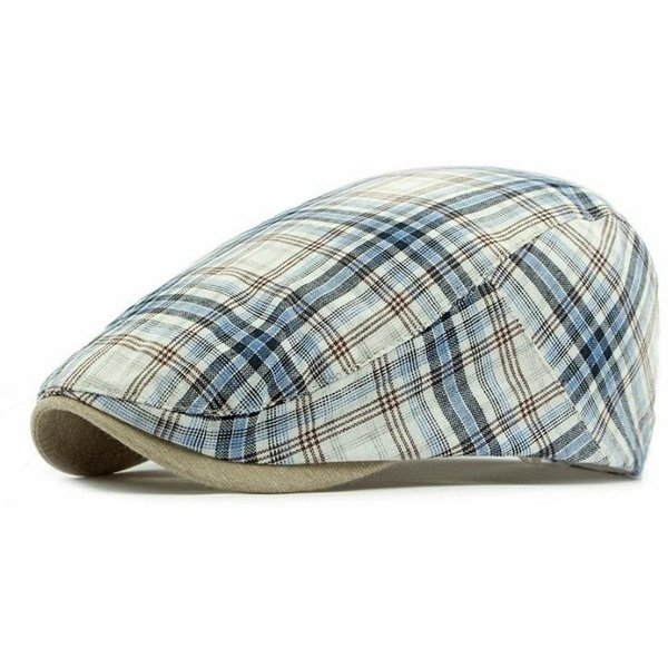 Kapelusz PrzeciwsłOneczny Letni OddychająCy Beret Krata Jasna Krata Beret Outdoor Ochrona Przed SłOńCem MęSki Damski Kapelusz Taty Czapka Z Daszkiem Daszek 58Cm-image