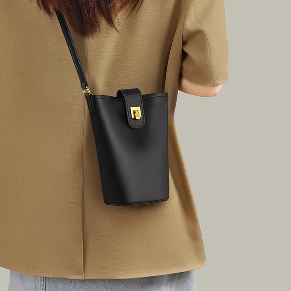 Bolso Para TeléFono MóVil, Bolso De Mujer, Bolso Cruzado, RiñOnera De Cuero, Mini Bolso De Alta Calidad Para Primavera Y Verano. Negro-image