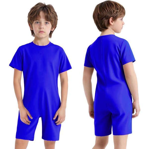 Ropa Adaptada Para NiñOs NiñAs Necesidades Especiales Pelele Anti-Desnudo Manga Corta Cierre De Cremallera Trasera Mono 5-6 Years Blue-image