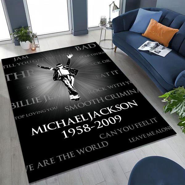 Modny Dywan Artystyczny MJ Michael Jackson KróL Popu Do Sypialni Salonu Kanapy Domu Mata WejśCiowa Dekoracja, DużA AntypośLizgowa Mata PodłOgowa Dla Dzieci 80X120Cm( 31X47In)-image