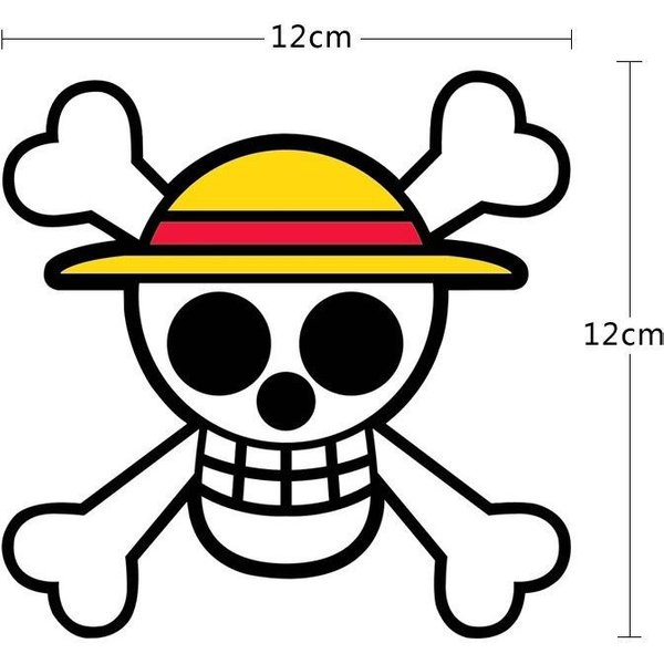 Pegatina Para Coche ArañAzos En La CarroceríA Pegatina Para Coche Logo De Personalidad De Dibujos Animados Pegatina De CráNeo Con Sombrero De Paja Blanco-image