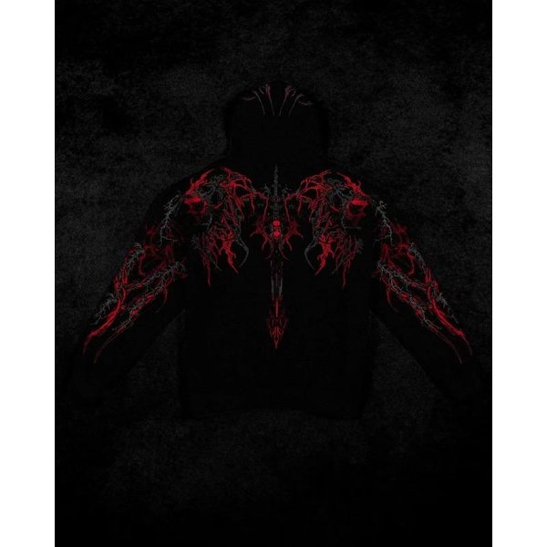 MęSka Bluza Z Kapturem W Stylu AmerykańSkim Modna Marka Ciemny Styl Sport Fitness High Street Jesień Zima MęSka Bluza XL-image