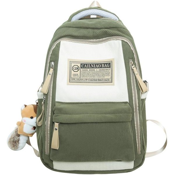 Mochila Nueva De Pana Para Estudiantes, Mochila Casual De Color Contrastante, Mochila De Gran Capacidad Para Estudiantes De Secundaria Y Bachillerato, Bolso Escolar-image