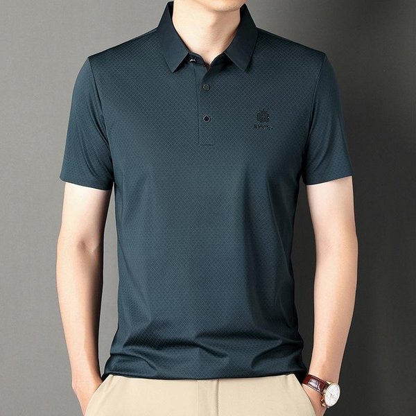 Camiseta De Manga Corta De Verano Para Hombre, Nueva, Con Solapa, Holgada, Informal, De Negocios, Fina, De Color Liso, Para JóVenes Y Mediana Edad 4XL Gray-image