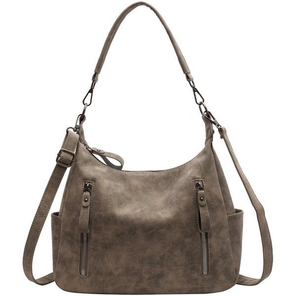 Vintage MięKka Torba Hobo Ze SkóRy Pu, WielozapięCiowa Torba Na Ramię Z Regulowanym Paskiem, Modna Torba Tote Na Ramię Do PodróżY I Pracy Khaki-image