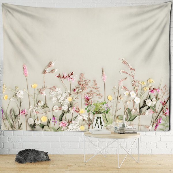 Tapiz De Flores Y Plantas Para Colgar En La Pared, Estilo Bohemio, PsicodéLico, Natural, Sencillo, Hippie, Para Dormitorio Y DecoracióN Del Hogar 230X150Cm-image