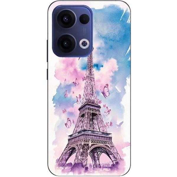 Coque De TéLéPhone - Maniacase - Oppo Reno 13 5G - Silicone - Souple - Tour Eiffel Papillon Coloré Negro-image