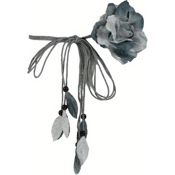 Pasek W Talii Dla Kobiet Bohema Nadmorski Pleciony Pasek Do Sukienki Z Plecionym Paskiem W KształCie Kwiatka Cienki Pasek Kolorowy WęZeł Vintage 1Pc Black-image