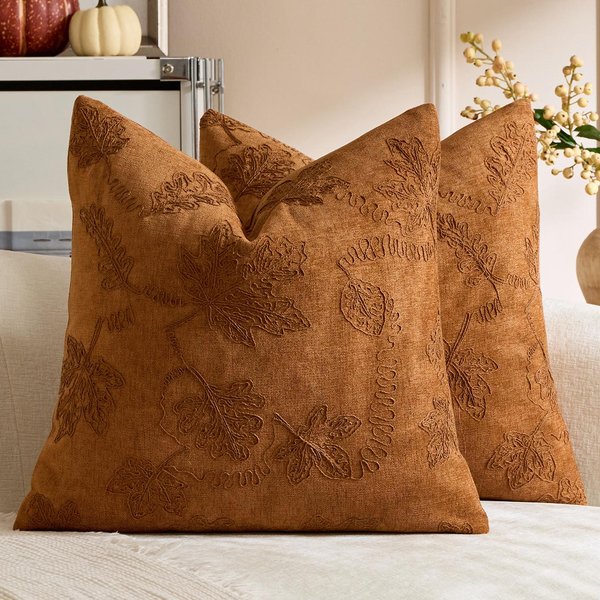 Funda De Almohada De Hoja De Arce De OtoñO Cojines AccióN De Gracias Y Halloween Funda De CojíN De Calabaza Bordada DecoracióN Fundas De Almohada Para El Hogar Exteriores 30X50Cm-image
