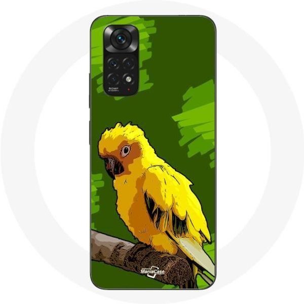 Funda Para Xiaomi Redmi Note 11 4G PáJaros Periquitos Amarillo Fondo Verde-image