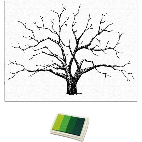 ŚLub Odcisk Palca Drzewo Malowanie Palcami ŚLub KsięGa GośCi Zielony 30X40Cm-image