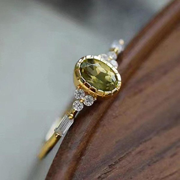 Anillos Huitan ÚNicos Ovalados Oliva CZ Para Mujer Temperamento Elegante Accesorios Femeninos Para Fiesta De Boda Regalo FantasíA JoyeríA De Moda 8-image
