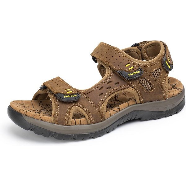 38-48 Verano Hombres Talla Grande Cuero Genuino Hombres Sandalias Verano Hombres Sandalias De Playa Sandalias De Exterior Para Hombres 47 MarróN Claro-image