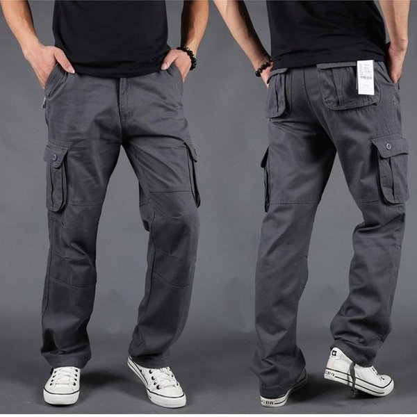 Maita Boczne Kieszenie Na Suwak Cargo Harem Joggers Spodnie MęSkie Taktyczne Casual Harajuku Streetwear Spodnie Dresowe Baggy 3XL Szary-image