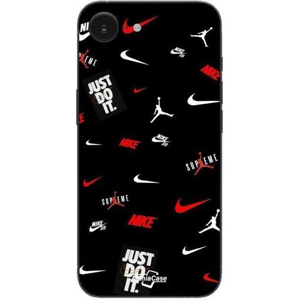 Etui Maniacase Na Iphone 16E Nike Jordan BiaŁY Czerwony Czarne TłO Czarny-image