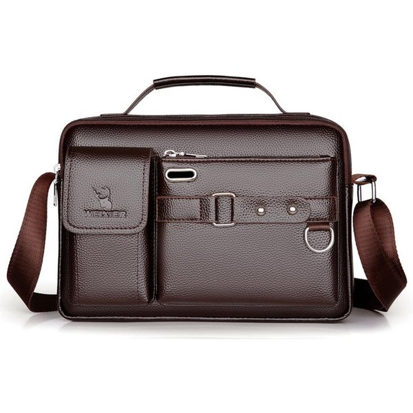 Bolso Bandolera De Cuero Para Hombre, Bolso De Hombro Impermeable, Bolso MultifuncióN, Bolso De Negocios CláSico MarróN-image