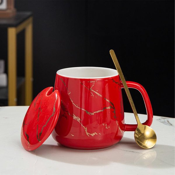 Kreatywny Kubek DużY Brzuch Ceramiczny Kubek Nordycki Kubek Do Kawy Personalizowany Marmur Dom Biuro Kubek 420ML-image
