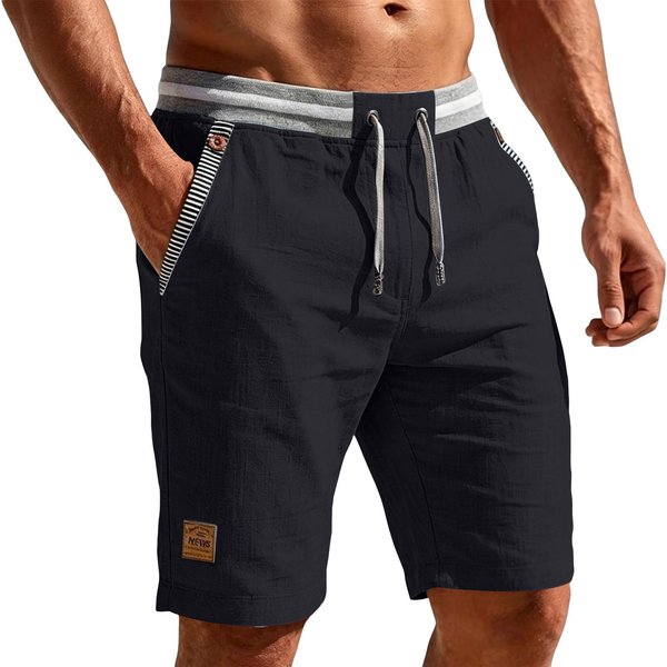 Pantalones Cortos Casuales Para Hombre Pantalones Cortos Deportivos Para Exteriores Con Cintura EláStica Para Hombre XXL Black-image
