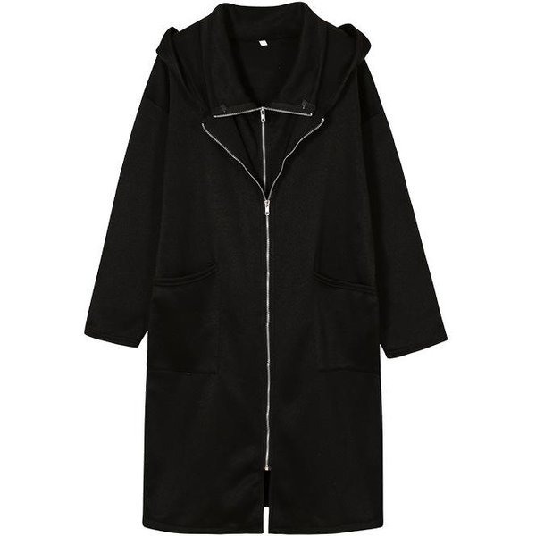 Damskie Bluzy Z Kapturem PłAszcze Jesień Zima Fason DwuczęśCiowy Rozpinane DłUgie Kieszenie Bluzy Oversize S-5XL M-image