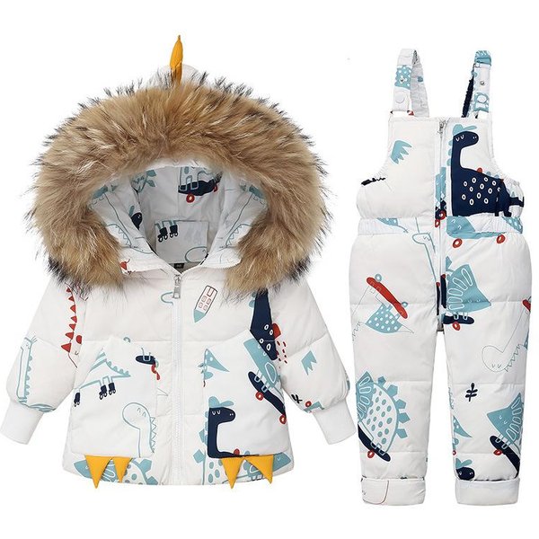 Zestaw DziecięCy Parka Z Kapturem ChłOpięCy Kombinezon NiemowlęCy DziewczęCy Zimowy CiepłY Kurtka Puchowa PłAszcz DziecięCy Kombinezon ŚNieżNy 90Cm BiałY-image