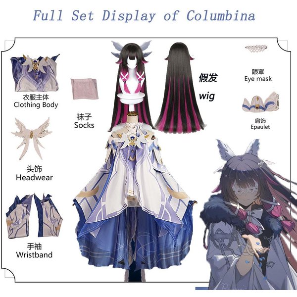 Nuevo Juego Genshin Impact Nueva Llegada Damselette Columbina Disfraz De Cosplay Conjunto Completo Uniforme Atuendos Columbina Cosplay Xxl&Other-image