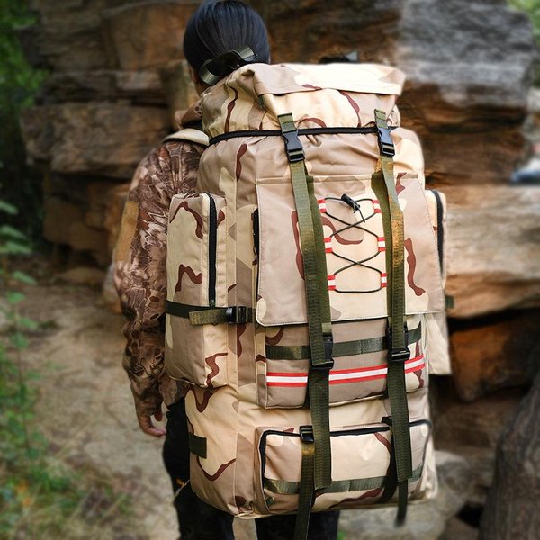 130L Capacidad Extra Grande Al Aire Libre Impermeable Viaje Camping Mochila Escalada Bolsa Senderismo Equipaje Mochila Arena-image