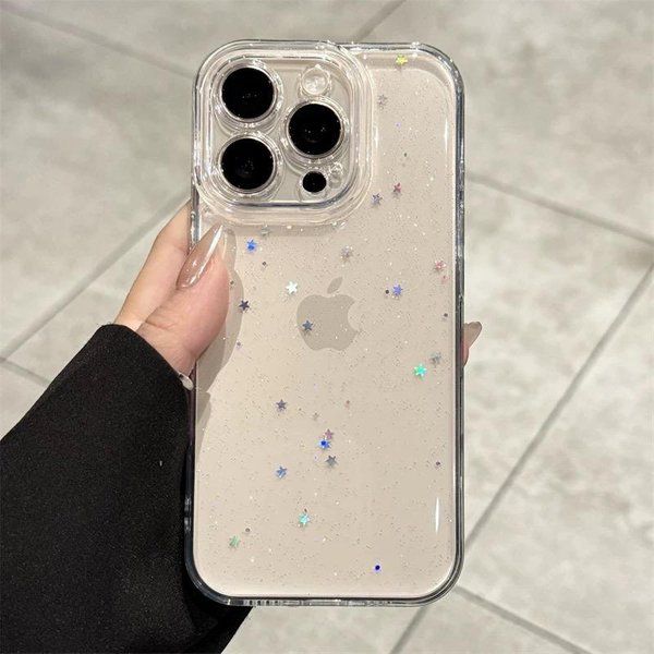Luksusowe Przezroczyste Etui Na Telefon Z Brokatem I BłYszcząCymi Gwiazdkami Dla Iphone 17 16 15 14 13 12 11 Pro Max XR X XS 8Plus Brokatowe Odporne Na WstrząSy Etui Bumper For Iphone 16 Pro Max&Silicon-image