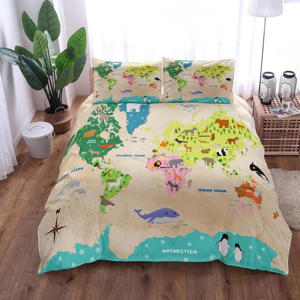 Juego De Funda NóRdica Mapa NáUtico Mundial ColeccióN De Ropa De Cama TamañO King Queen Doble Full Twin Individual Se Adapta Al EdredóN AU Double(180X210Cm) Beige-image