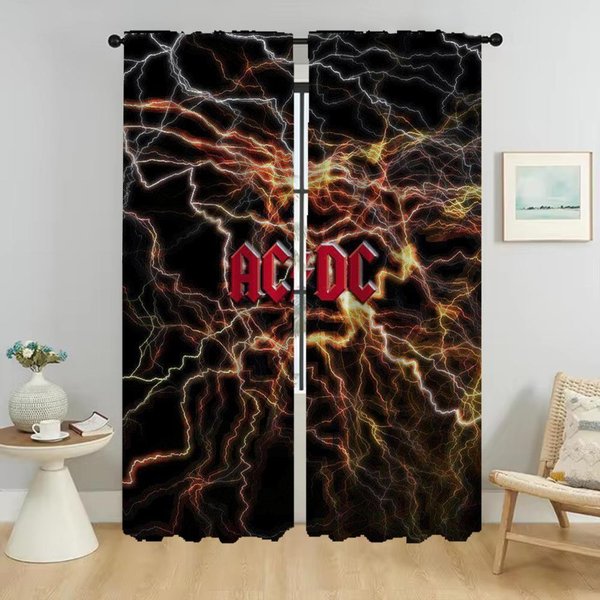 Partition Rock-Acdcs Cortina Blackout Para HabitacióN 2 Paneles Cortinas De Cocina Estores Cortinas Para Interior Del Hogar DecoracióN De Halloween NiñO W74Xh114Cmx2Pcs-Cl-image
