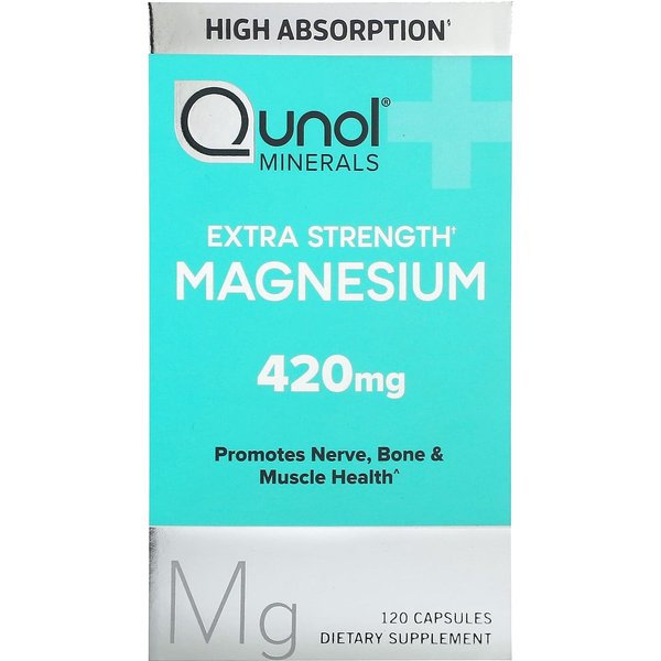 Qunol, Magnesio, Potencia Extra, 420 Mg, 120 CáPsulas (210 Mg Por CáPsula)-image