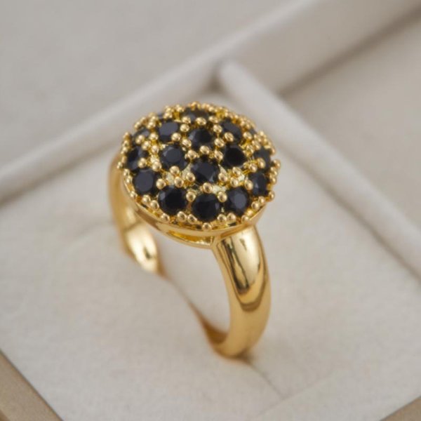 Nuevo Anillo GeoméTrico Negro De Moda Incrustado Con Circonita, Adecuado Para Accesorios De Banquete Festivo Para Mujeres, Regalos De JoyeríA 7 Beige-image