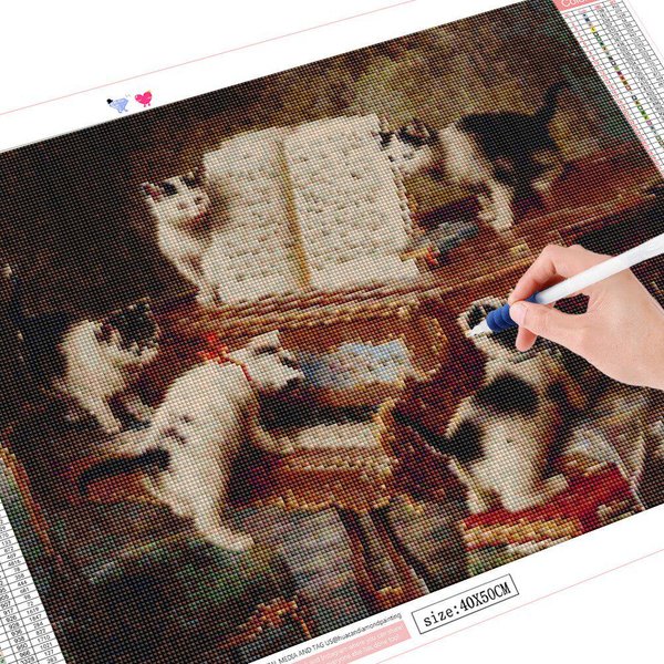 Pintura Diamante 5D Taladro Completo Animal Gato Bordado Punto De Cruz Venta Pintar Con Diamantes 20X30CM-image