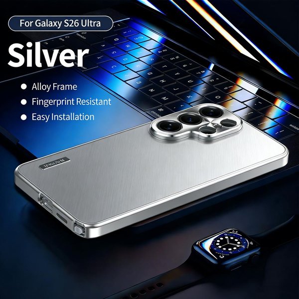 Luksusowe Etui Do Samsung Galaxy S26 S25 S24 S23 S22 S21 Ultra Metalowe Magnetyczne PełNa Ochrona Obiektywu Aparatu Stop Aluminium Ultra-Cienkie Pokrowiec For Samsung S26 Srebro-image