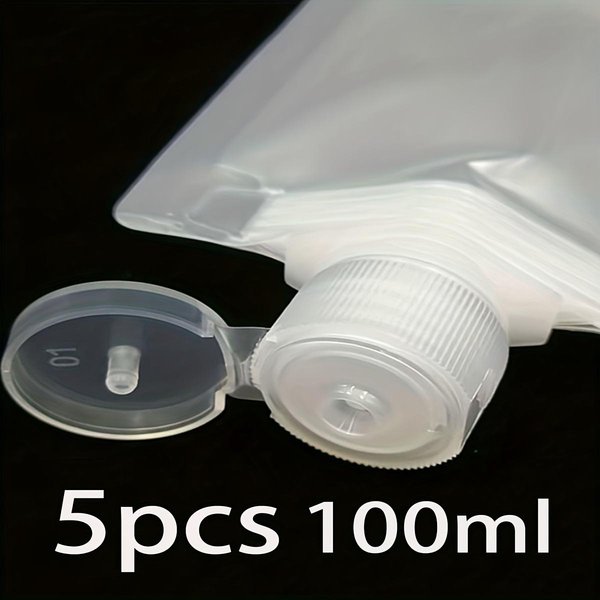5 Piezas 30/50/100ML Engrosado Viaje Subenvasado CosméTico LocióN Gel De Ducha Champú Botella PortáTil Limpiador Facial Bolsa 100Ml-image