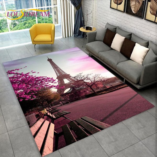 Alfombra De ÁRea De Arte RomáNtico Torre Eiffel ParíS Francia, Alfombra Para Sala De Estar Dormitorio Sofá Felpudo DecoracióN De Cocina Alfombra De Piso Antideslizante 40X60Cm(15X23In)-image