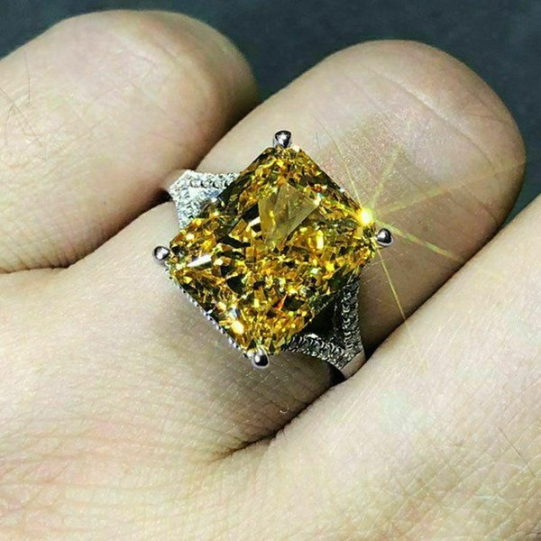 Huitan Preciosos Anillos Amarillos CZ Para Mujer Para Compromiso Boda Lujo Color Elegantes Accesorios De Dama Fiesta JoyeríA De Moda 9-image