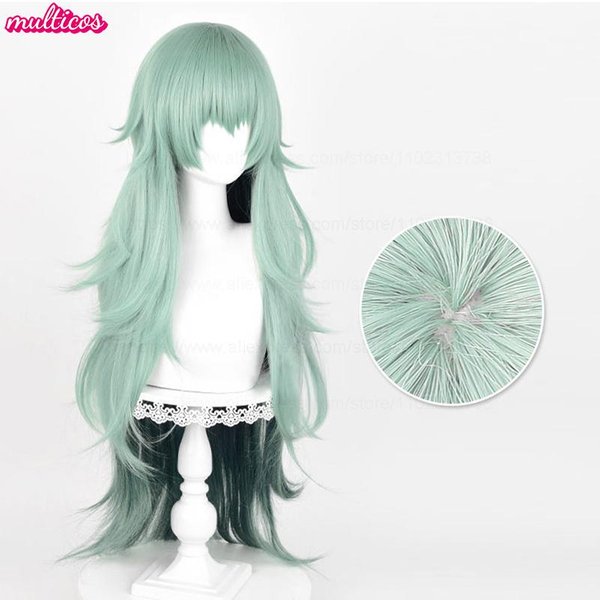 Wysokiej JakośCi Peruka Cosplay Takatsuki Sen 95Cm DłUga Zielony Gradient Faliste Eto Yoshimura Odporna Na CiepłO Syntetyczne WłOsy Peruki Anime White-image