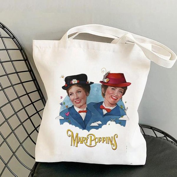2021 Shopper Elegancka Torba Mary Poppins Kawaii Harajuku Damska Torba Na Zakupy PłóCienna Torba Na Zakupy Dziewczyna Tote Bag Torebka Damska Na Ramię 25*30Cm-image